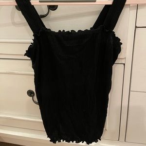 american eagle black ruffle tank top